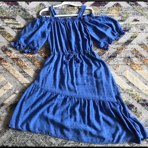 Asymmetrical, peep shoulder dress by Art Class